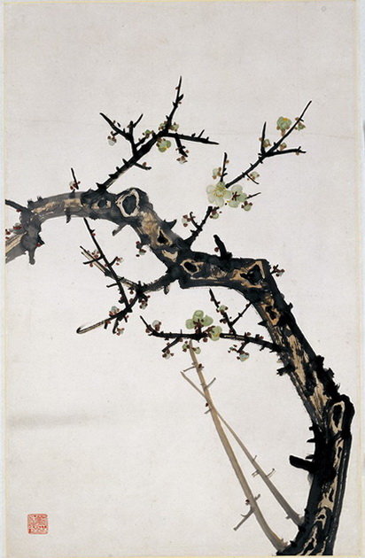 《绿梅》，设色纸本，57×36cm，1943年