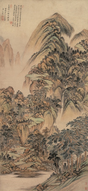 王时敏  仿大痴山水图 1669年155 x 72.5cm