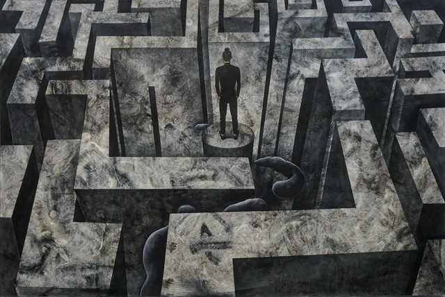 迷宫Maze，罗熹，布面丙烯、油彩，300cm×200cm，2021