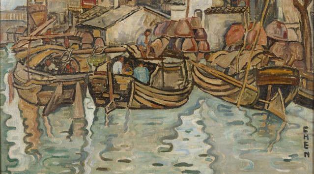 苏州之船景约1946年油彩画布50.2 × 60.7 cm李氏基金捐赠新加坡国家美术馆馆藏